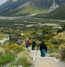 guests hiking Mt Cook Aoraki National park RM17NOV25