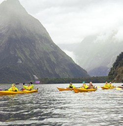 guests kayak Milford Sound Fiordland RP02FEB26