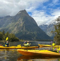 guests kayak in Milford Sound PS09MAR26
