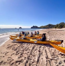 guests kayaking Cathedral Cove RS03MAR26