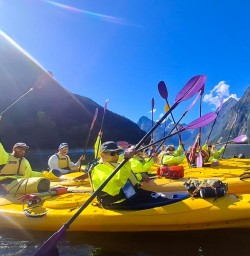 guests kayaking in Milford Sound guided trip PS16FEB26