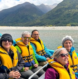 guests on wilderness jet boat trip Mt Aspiring National Park PS09MAR26