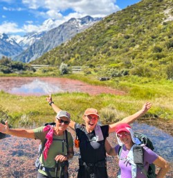 guide Brynee and guests in Mt Cook National Park red tarns track