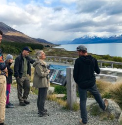 Guide and group chat at Lake Pukaki 
