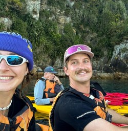 guides Cullen and Chloe kayaking in Abel Tasman National Park GE09MAR26