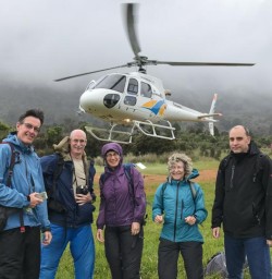 Helicopter Landing at Martins Bay, Fiordland National Park Southland New Zealand