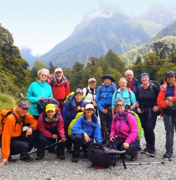 hiking group on the hollyford track