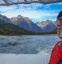 Jetboat on Lake Mckerrow, Fiordland National Park, Southland New Zealand