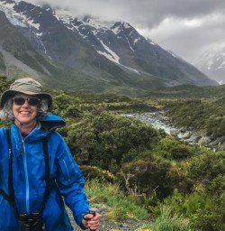 Lady at Hooker Valley Track, Canterbury New Zealand