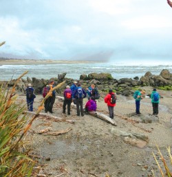 hikers on the beach