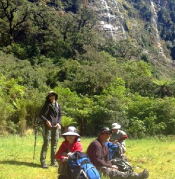 hikers resting on the milford track