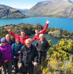 Hiking Group at Mou Waho lookout and Lake Wanaka view