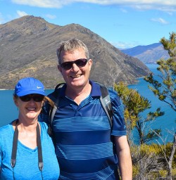 hikers at mou waho island new zealand