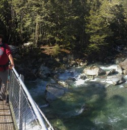Passing Routeburn Track Bridge, Fiordland National Park Southland New Zealand