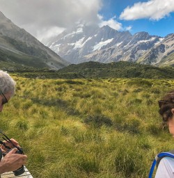 Taking pictures at Aoraki Mt Cook National Park, Canterbury New Zealand