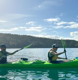 two guests in kayak in Queen Charlotte Sound MP16FEB26