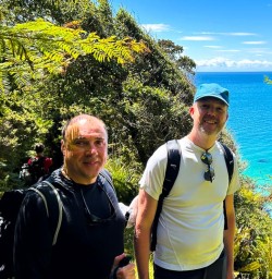 two male guests exploring the Rakiura Track