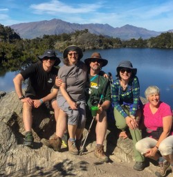 Group at Mou Waho Island, Lake Wanaka New Zealand