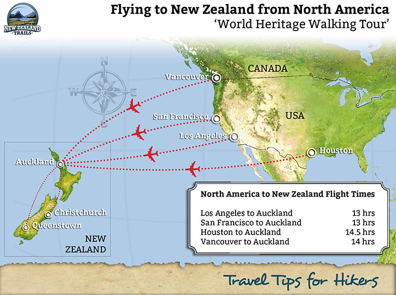 flight map usa new zealand