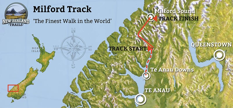hiking milford track map